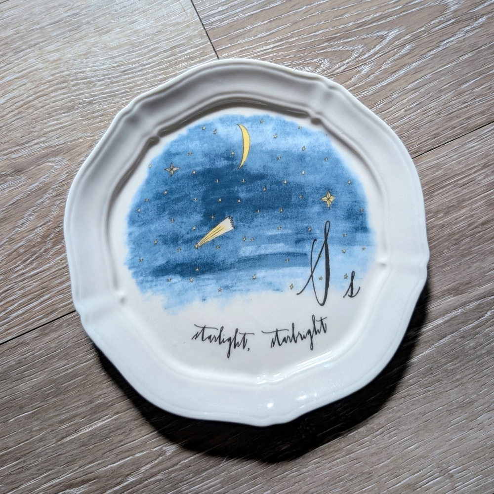 Anthropologie Linea Carta Plate Letter S Starlight, Starbright Stars Night